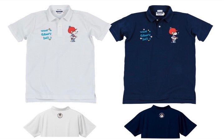 【キャプテンサンタ×水森亜土】コラボ半袖ポロシャツ「キャスケット」男女兼用S/M/L(ホワイト・ネイビー)あどちゃん/グッズ/ギフト/プレゼント