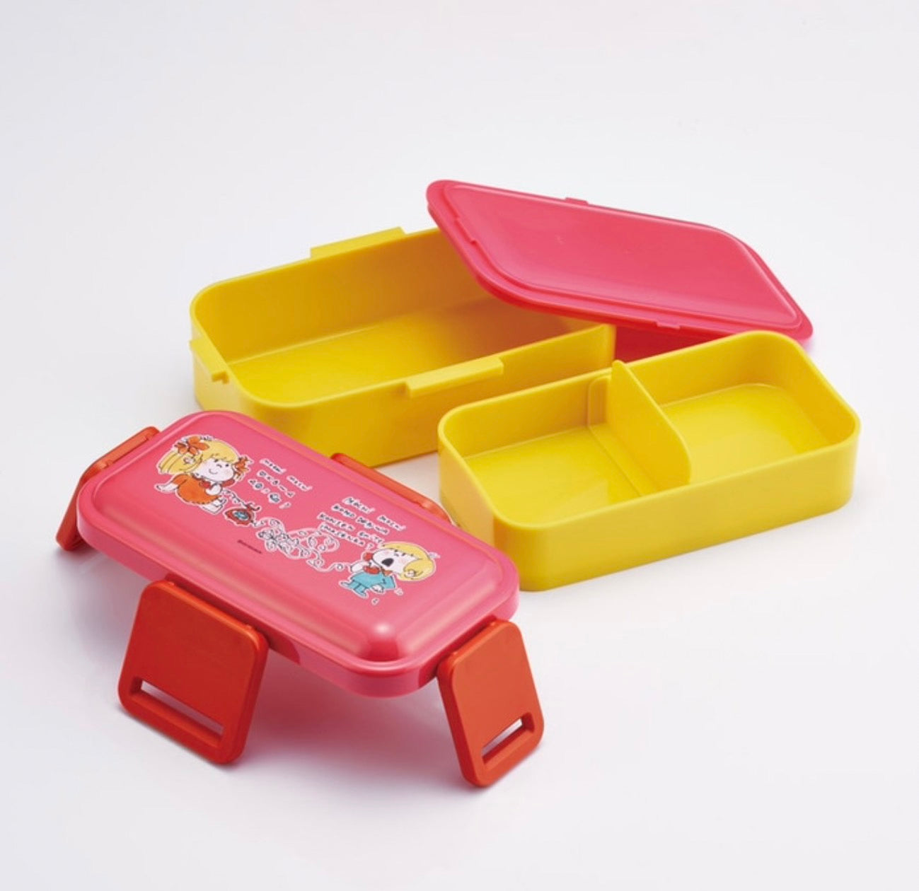 【水森亜土】ふわっと弁当箱二段/約600ml(上本体230ml 下本体370ml)