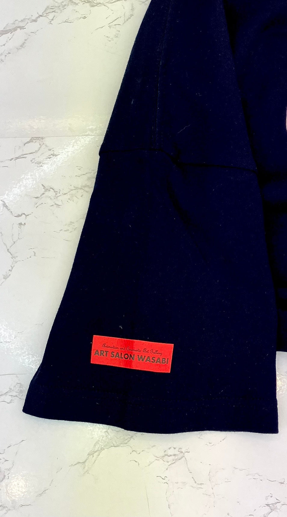 【水森亜土】アートサロン和錆オリジナル バックプリント半袖Tシャツ『カップル』ネイビー