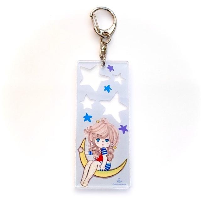 【水森亜土】アクリルキーホルダー<全5種類>「ムーン/女の子/うさぎ/ねこ/着物/ハート」透明/数量限定/あどちゃん/ギフト/プレゼント