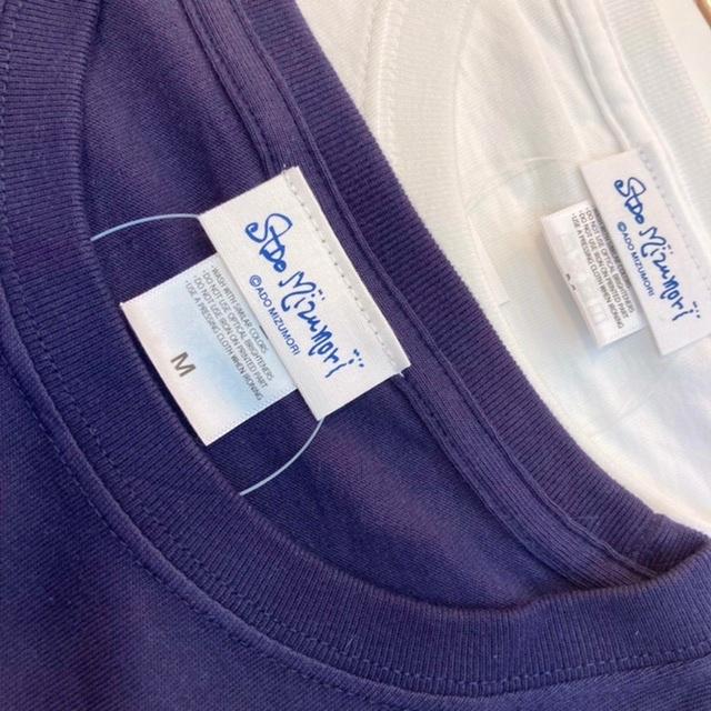 【水森亜土】半袖Tシャツ「リボン」(白) ゆったり/かわいい/男女兼用/あどちゃん/キャラクターグッズ/ギフト/プレゼント/