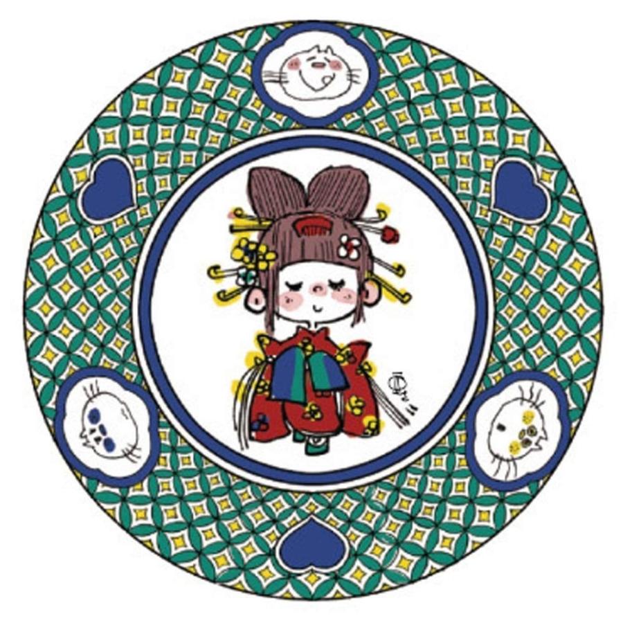 水森亜土 九谷焼 豆皿 「キモノ」 食器/皿/あどちゃん/亜土ちゃん/アート/飾り/大人かわいい/プレゼント/ギフト/贈り物