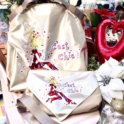 【水森亜土】アディーフスカーフ親子バック（ネイビー/ベージュ/ワインレッド/ブラック)〈SAC × 水森亜土コラボ商品〉/プレゼント/ギフト/カバン