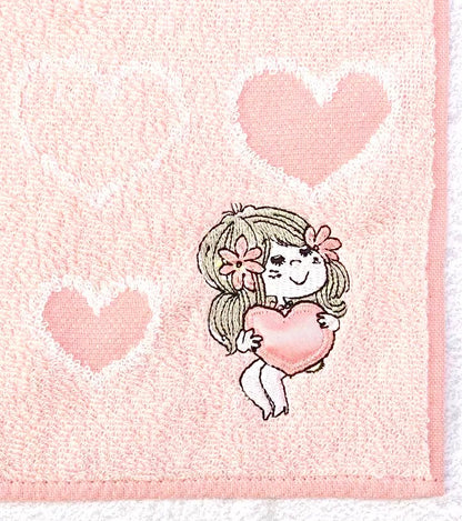 【水森亜土】タオルハンカチ「ハートのプレゼント」