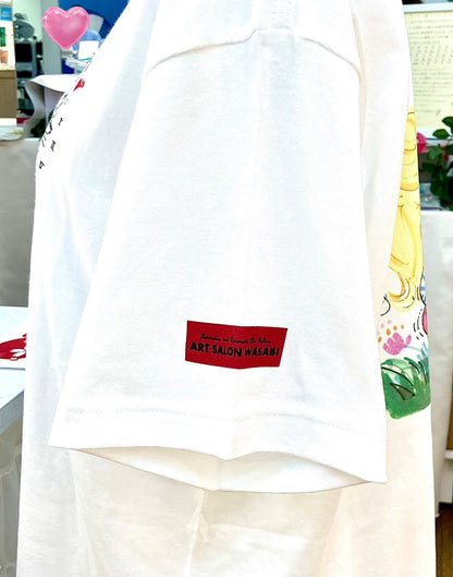 【水森亜土】アートサロン和錆オリジナル バックプリント半袖Tシャツ『カップル』
