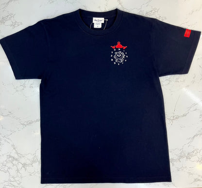 【水森亜土】アートサロン和錆オリジナル バックプリント半袖Tシャツ『カップル』ネイビー