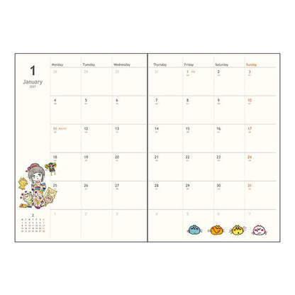 【水森亜土】スケジュール手帳 月間B6 2027年度 10月始まり (2種類)