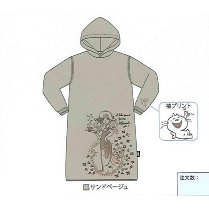 【水森亜土】リラックスパーカーワンピース「ティー」レディース(サンドベージュ・ダスティピンク）ー「ムーン」レディース（オートミール/アシッドブル）部屋着/ゆったり/あどちゃん/グッズ/ギフト/プレゼント