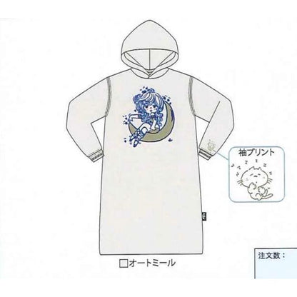 【水森亜土】リラックスパーカーワンピース「ティー」レディース(サンドベージュ・ダスティピンク）ー「ムーン」レディース（オートミール/アシッドブル）部屋着/ゆったり/あどちゃん/グッズ/ギフト/プレゼント