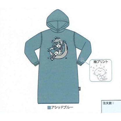 【水森亜土】リラックスパーカーワンピース「ティー」レディース(サンドベージュ・ダスティピンク）ー「ムーン」レディース（オートミール/アシッドブル）部屋着/ゆったり/あどちゃん/グッズ/ギフト/プレゼント