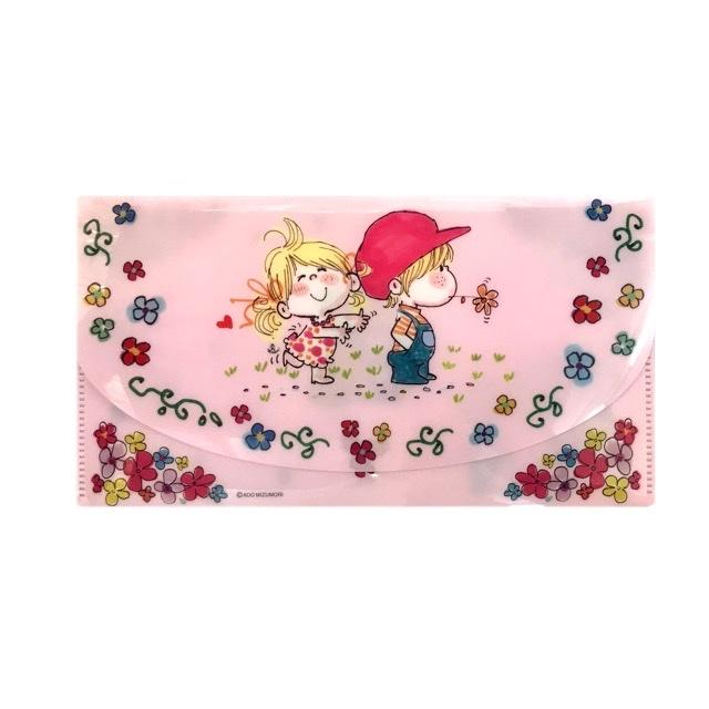 【水森亜土ちゃん　マスクケース】「オンナノコ」「ナカヨシ」