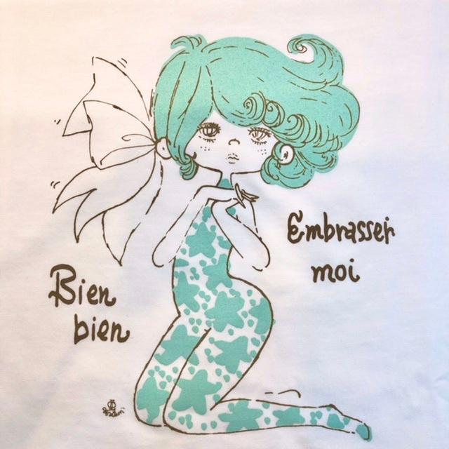 【水森亜土】半袖Tシャツ「リボン」(白) ゆったり/かわいい/男女兼用/あどちゃん/キャラクターグッズ/ギフト/プレゼント/