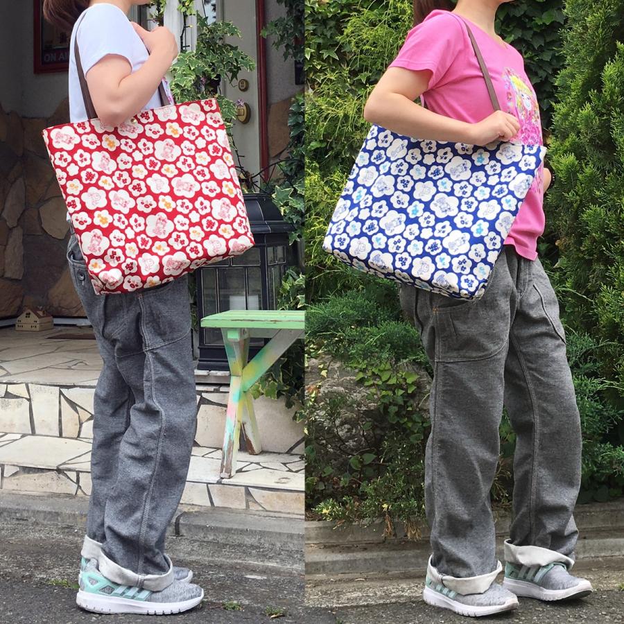 水森亜土ちゃん】手提げトート＜赤＞かわいい和柄シリーズ 日本