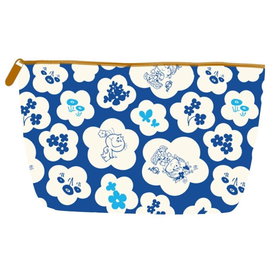 水森亜土】かわいい和柄シリーズ「ポーチ」＜青＞ 和風/和雑貨/化粧 